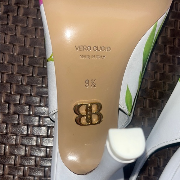 White and Pink Floral Slingback Heels - Picture 6 of 6